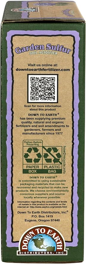 Down to Earth Garden Sulfur Soil Acidifier, 5 lb for Hydrangeas, Berries, Evergreens, Soil pH Adjuster