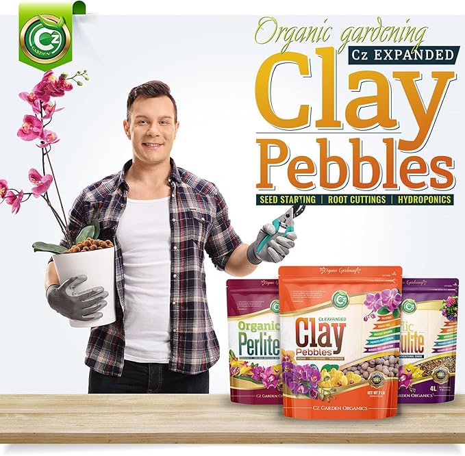 Expanded Clay Pebbles Grow Media for Orchids, NFT DWC Hydroponics, Aquaponics, Aquaculture LECA Plant Garden Soil Conditioner Amendment Ceramsite Aggregate (4 LB Cz Expanded Clay Pellets)