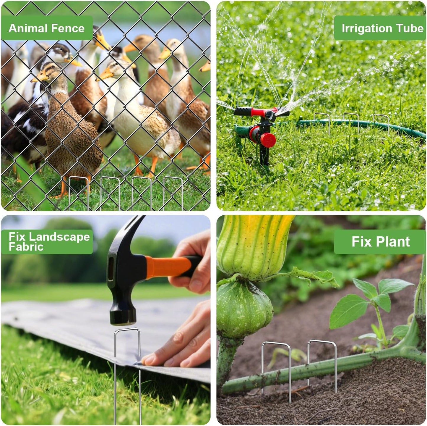 FOTMISHU Landscape Staples 6 Inch 80Pcs Garden Stakes, Galvanized Lawn Pins Spray Coating Yard Ground Spikes, U-Type Staples for Weed Barrier Anchoring Outdoor Tents Hoses