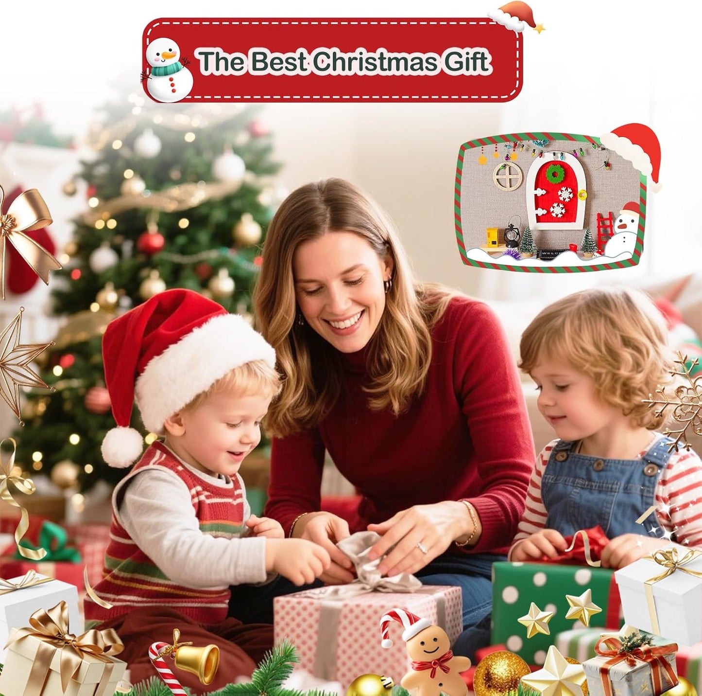 20 Pcs Christmas Girl Fairy Doors Decorations Enchanted Doors Tiny Outdoor Xmas Decor Miniature Magical Door for Fairies Special Entry Tiny Miniature for Xmas Accessories Fairy Tale