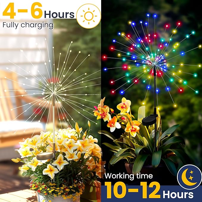 GIGALUMI Garden Outdoor Decor Lights 120LED 6Pack, Solar Garden Lights for Yard Outside Fairy Decorative,Solar Powered for Yard Pathway Flowerbed Planter Balcony Patio Decor(Multicolor)