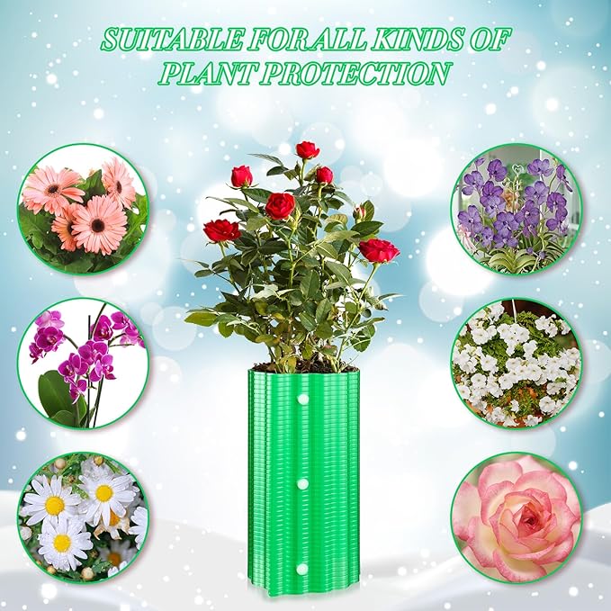 Queekay 12 Pcs Rose Cones for Winter Protection, 16.5 x 9 Inch Winter Rose Collars Bush Cover for Keep Warm, Protecting Plants from Wind Blows Freeze Animals Eating Indoor Outdoor Gardens (Green)