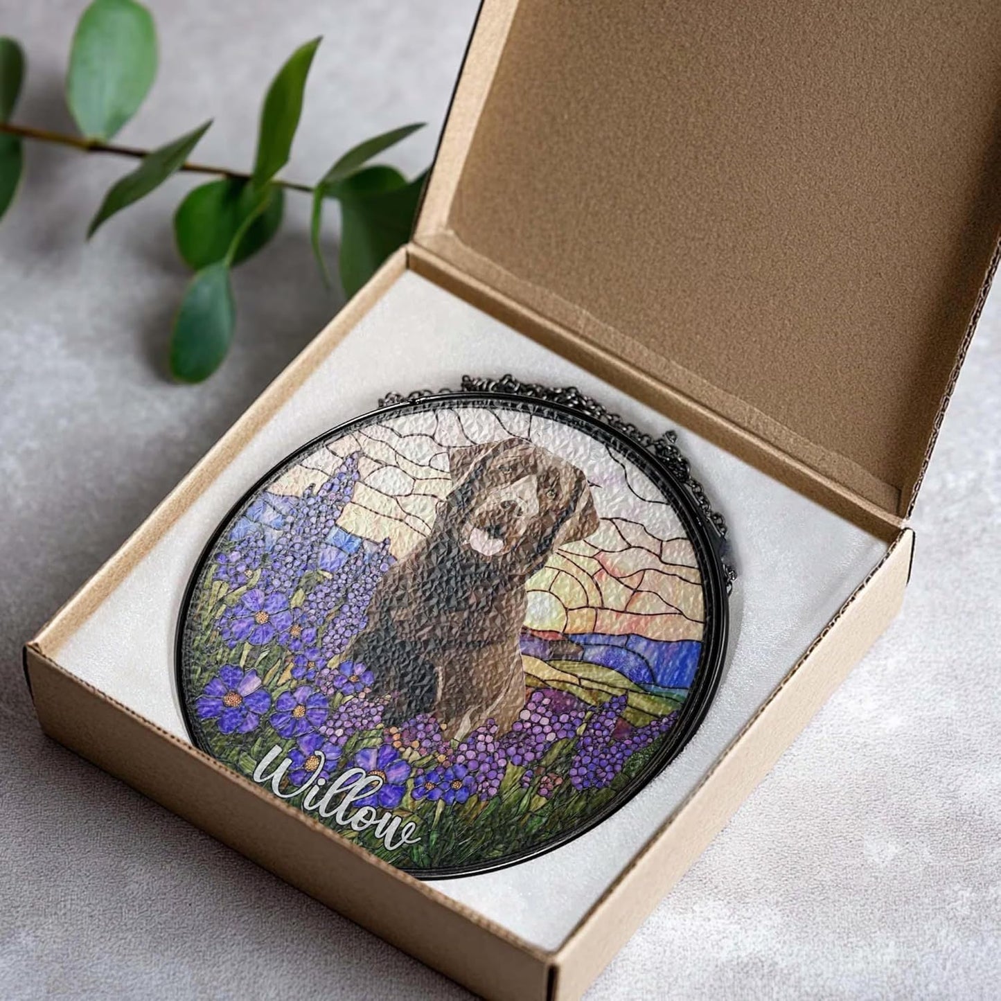 Custom Dog Portrait Stained Glass Suncatcher, Personalized Dog Memorial Ornament, Pet Loss Remembrance Gift, Window Hanging, Bereavement Keepsake, Home Decor, Pet Lover Gifts