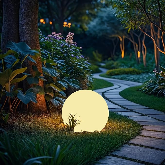 shumi Solar Ball Light-10inch LED Outdoor Table Lamp 16 RGB Colors and Dimmable Globe Light with Remote,Decor for Patio,Garden,Yard,Beach,Pathway