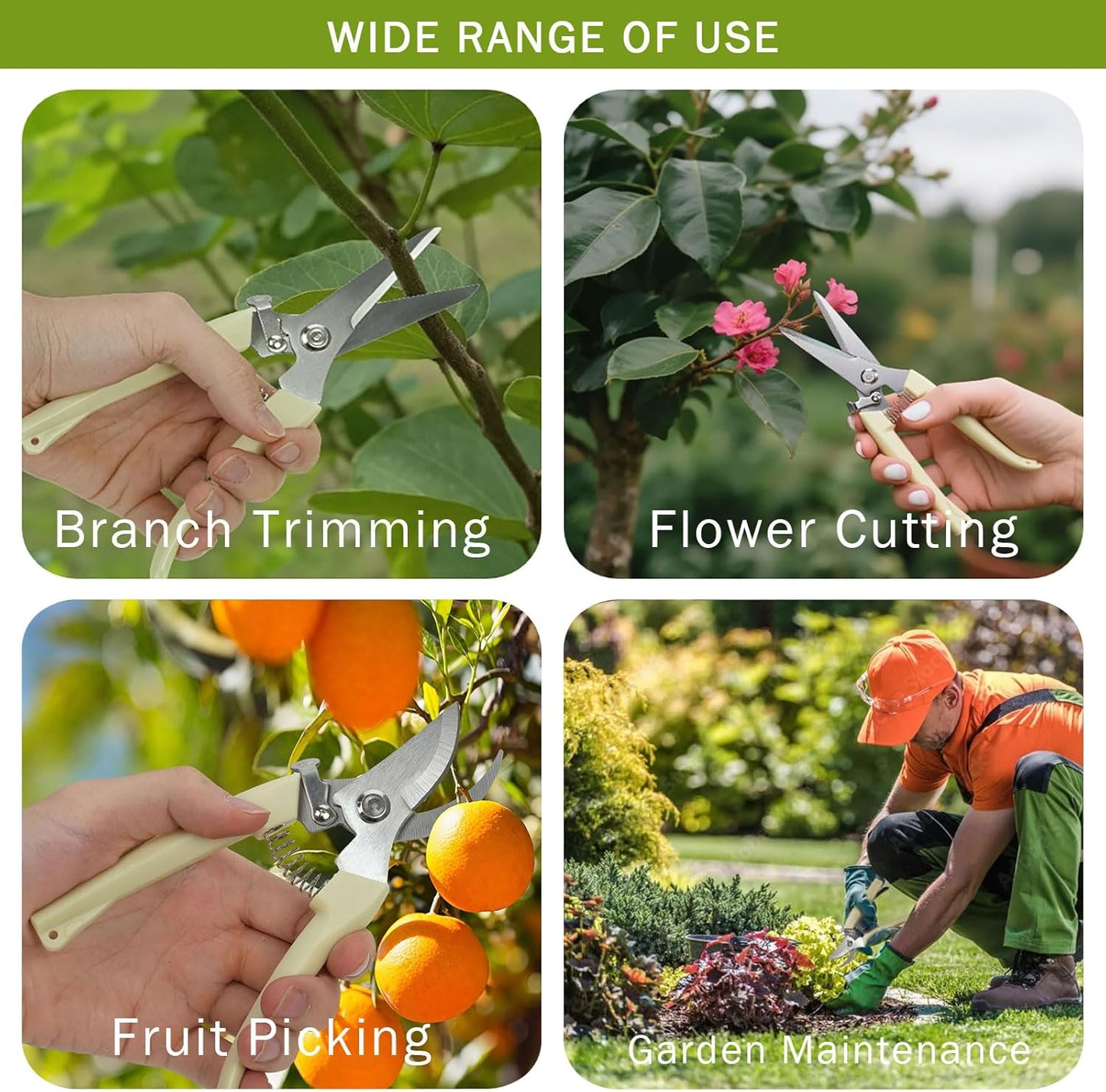 2Pcs Professional Pruning Shears (Include 1 Bypass Pruning Shears and 1 Straight Blade Garden Scissors) Premium Garden Shears for Trimming Flowers, Shaping Plants, Bonsai,hydroponics,herbs