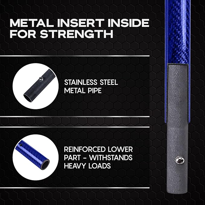 CKG Metal Detector Shovel Travel Carbon Handle for Scoop Shovel, Universal Lightweight Pole for Beach Metal Detecting Digging Tools Treasure Hunting 3k Carbon Fiber Long Tube Rod – Blue/Travel Size