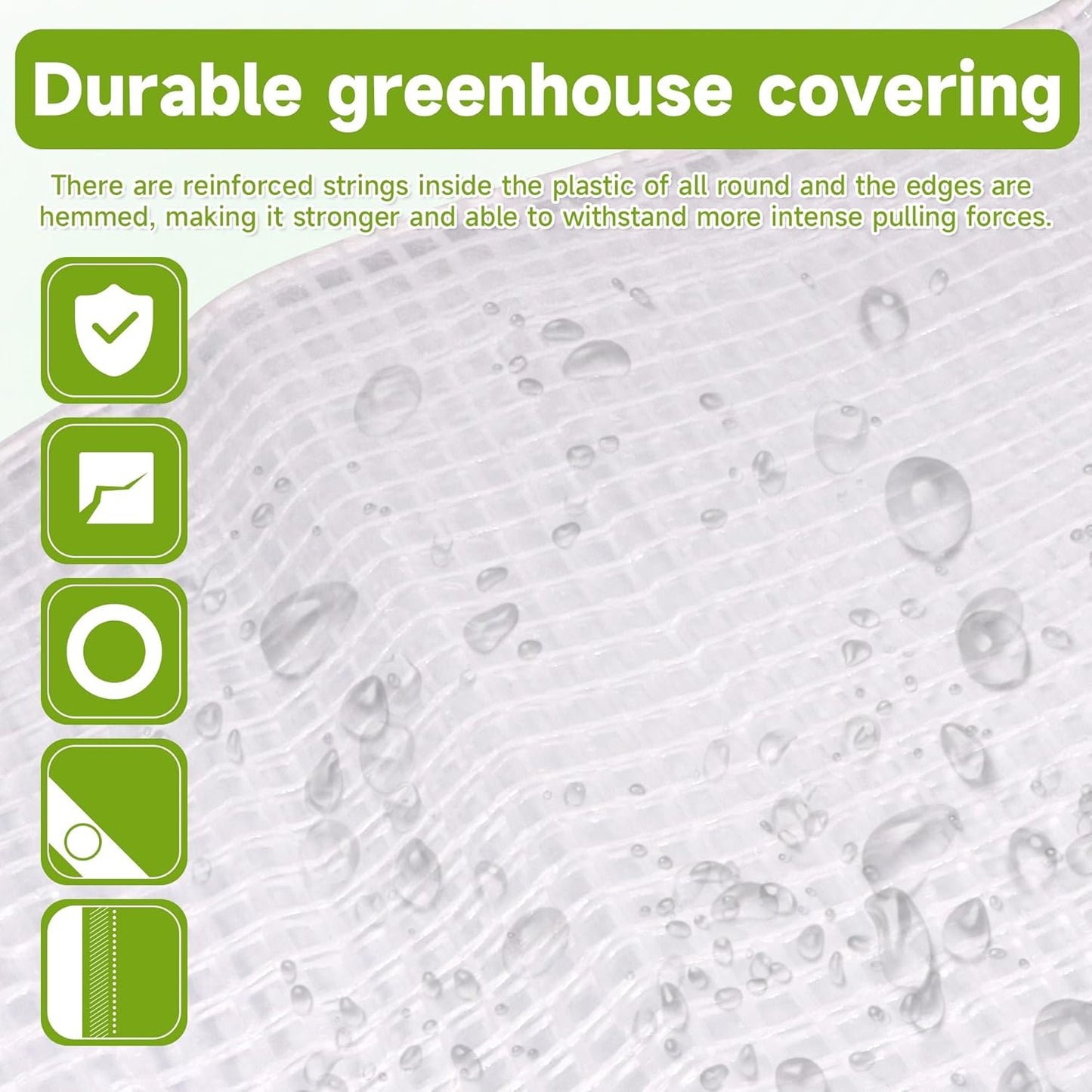 Greenhouse Cover,Clear Greenhouse Plastic Covering, 16Mil Thickness Heavy Duty Clear tarp for Chicken coop,Gardening,Farming, Greenhouse Plastic sheeting with Grommets (White, 20ft*30ft)