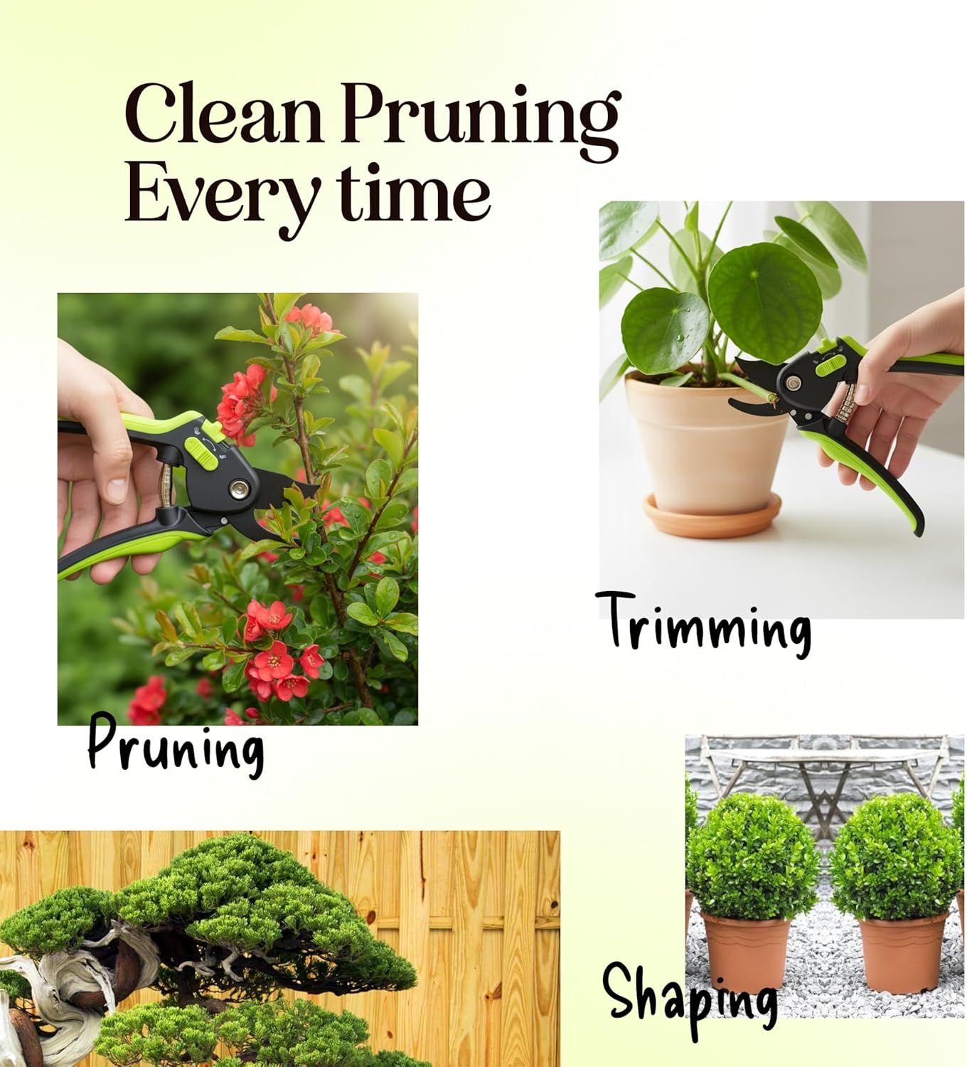 Ultra Sharp Pruning Shears Hedge Clipper – Cuts 3X Easier, Dual-Size Opening, Weak Hand Arthritis Clippers, Rust-Resistant Pruner, Effortlessly Cuts