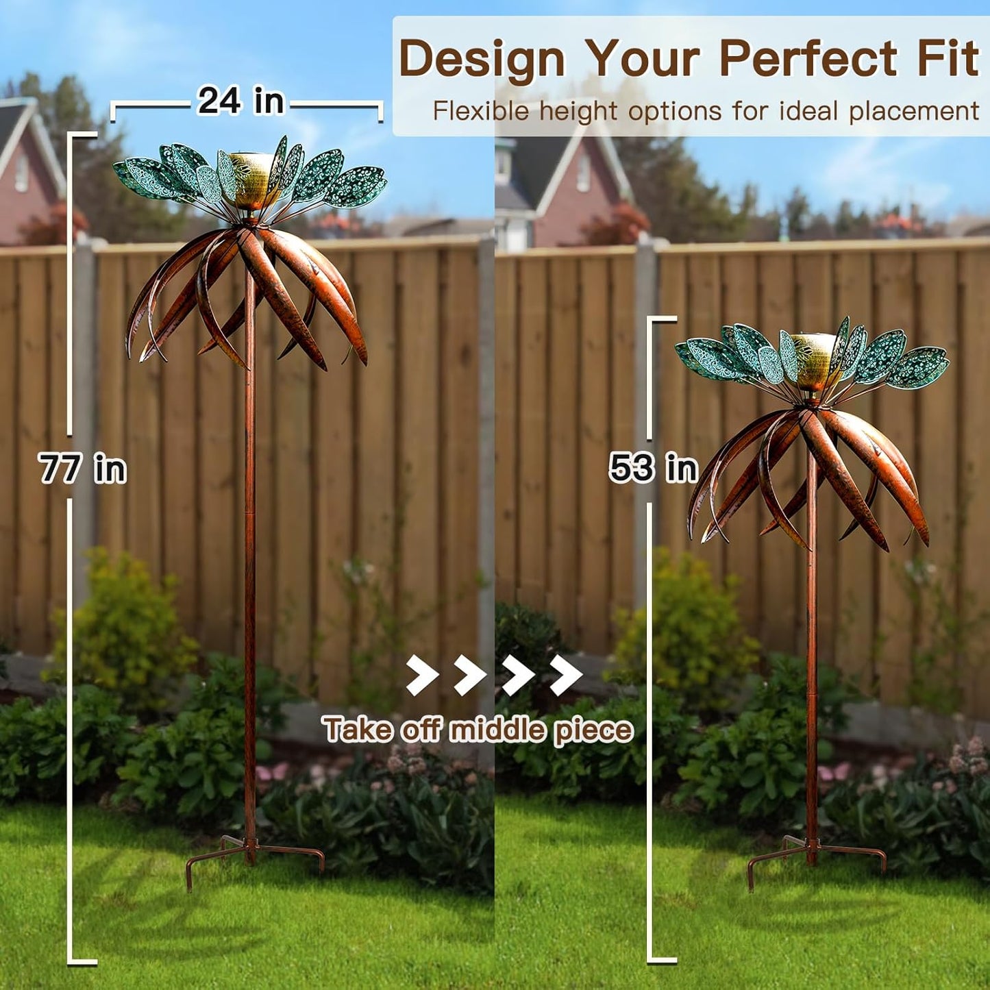 Wind Spinners for Yard and Garden, Wind Spinners Outdoor Large Metal, 77 inch Kinetic Wind Spinner & Wind Sculptures, Windmill Decor