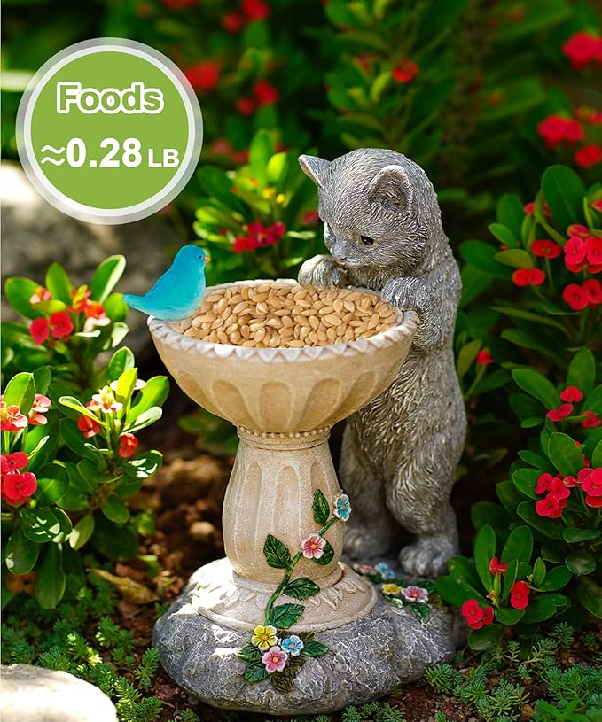 Nacome Solar Birdbath Garden Decor: Outdoor Ornaments for Outside Decoratios Yard Art Lawn Porch Patio Balcony - Birthday Gifts Choice for Women Mom Grandma Lover