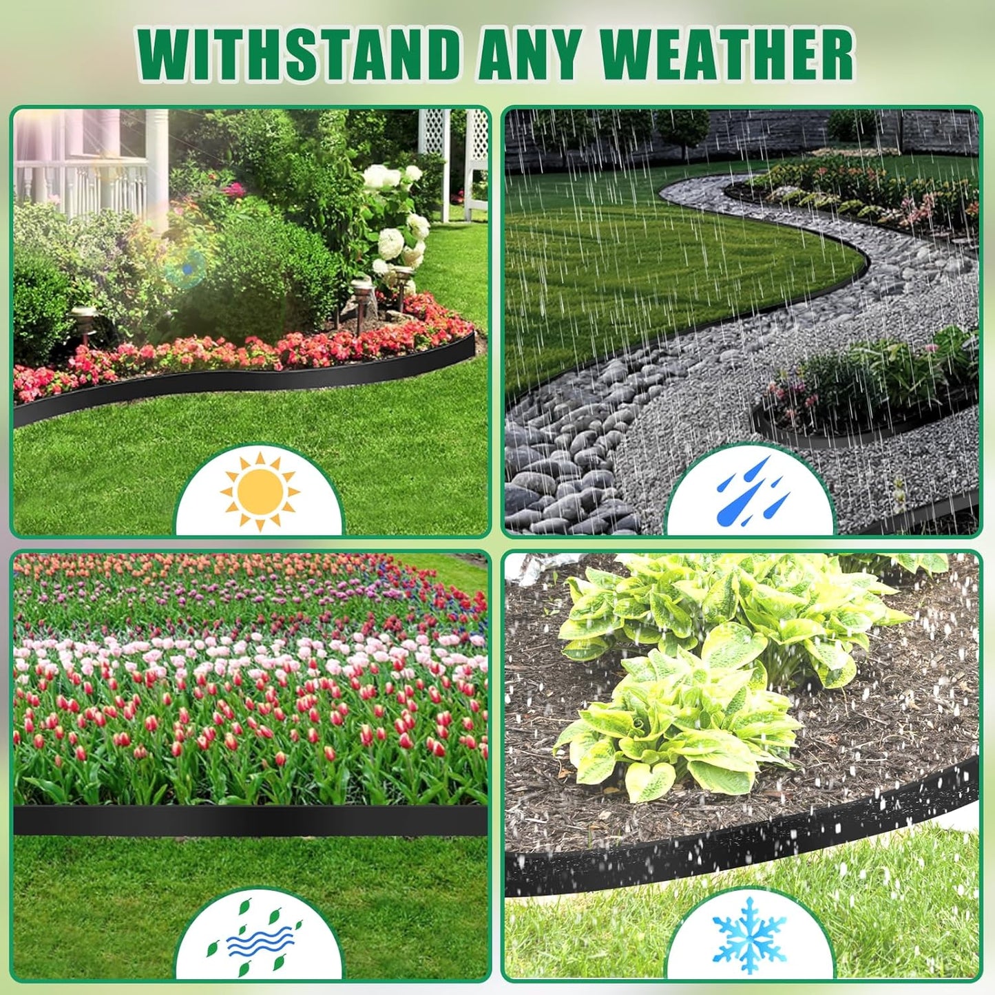 Landscape Edging - 2” Tall Garden Edging Border with 30 Stakes, 20FT No Dig Lawn Edging for Landscaping for Garden Bed, Yard, 0.15" Thick Flower Bed Border Edging with Connector for Outdoor