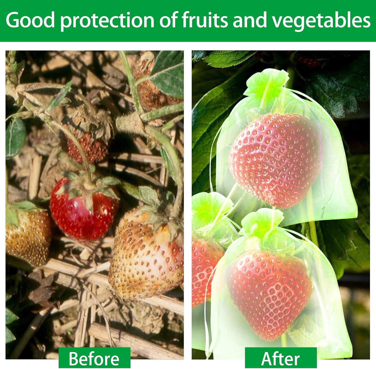 200 Pcs Fruit Protection Bags 7''x9'' Fruit Netting Bags with Drawstring Fruit Bags for Fruit Trees, Fruit Protect Bags Vegetable Fruit Net Fruit Cover Mesh Bag for Protecting Fruits(Green,7 x 9 Inch)