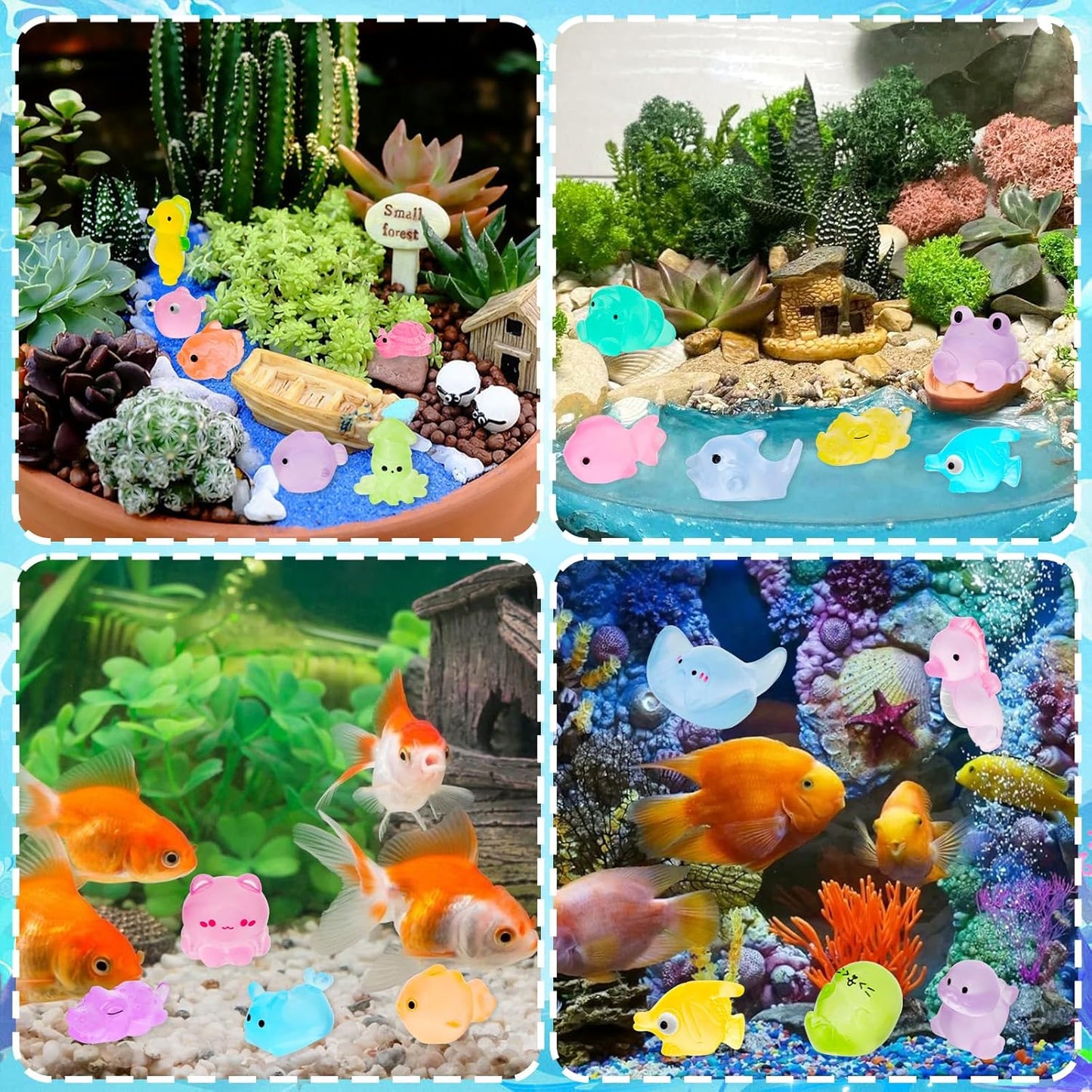 60 Pcs Luminous Mini Ocean Resin Animals 20 Style Bulk to Hide Tiny Sea Animals Figures Glow in The Dark Miniature Resin Turtles for DIY Dollhouse Garden Micro Landscape Aquarium Fish Tank Sea Decor