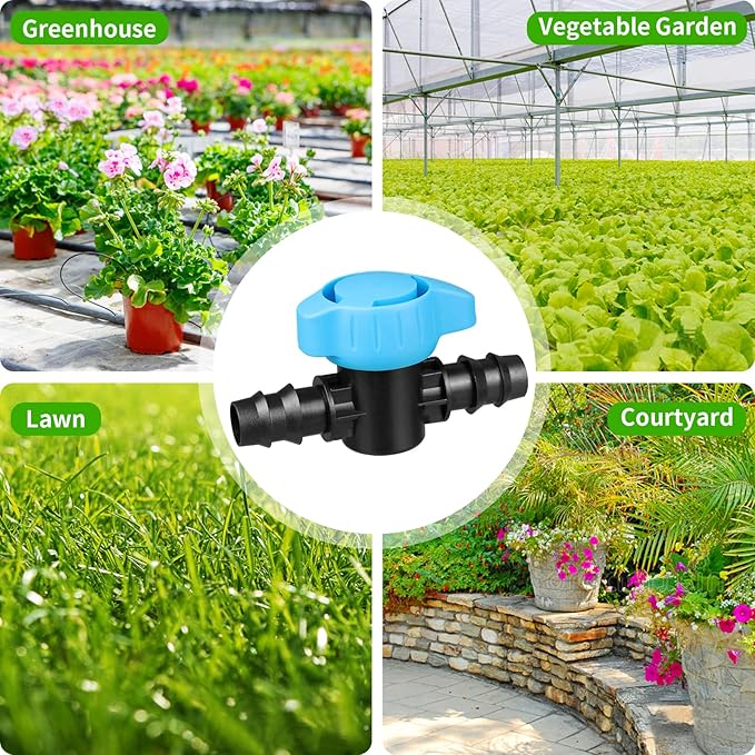 JAYEE 14 Pcs Drip Irrigation Fittings Switch Valve 1/2 Inch, In-Line Barbed Switch Valve For 1/2 Inch Drip Tubing (.570-.620" ID), Shut-Off/On Drip Line Parts For Garden Sprinkler Systems
