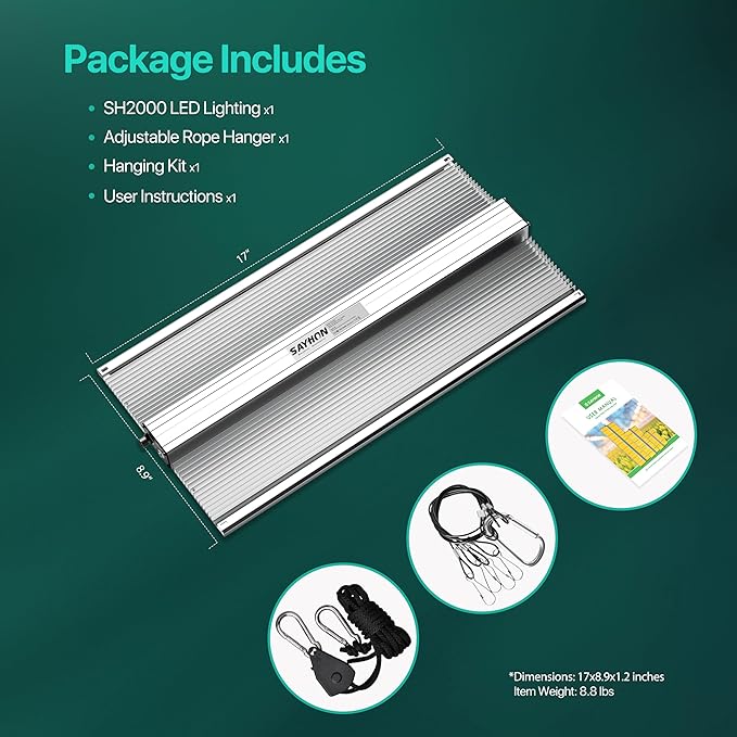 2025 Upgraded SH2000 Led Grow Light,Dimmable Full Spectrum LED Growing Lights with UV&IR for Indoor Plants Increase Yield & Crop Quality, Plant Growing Lamps, for 4x4 Tent