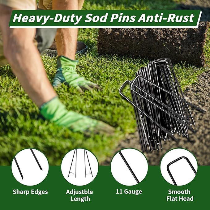 6 Inch Galvanized Garden Landscape Staples Stakes, Heavy Duty Anti Rust Stakes U-Shaped Weed Barrier Fabric Stakes for Holding Fence Ground Cover Artificial Turf Soaker Hose Dripper Irrigation (30)