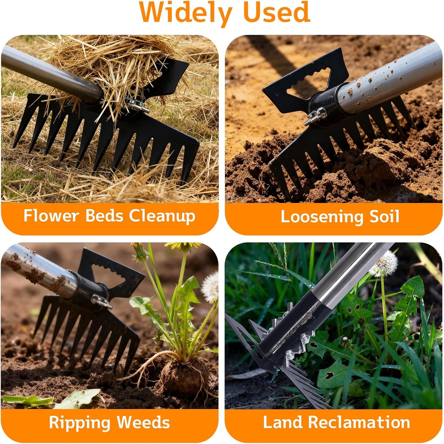 Stainless Steel Weed Puller Tool - Detachable 4-Section Handle with Saw Blade Weeder, 59" Root Remover for Lawn, Garden & Yard