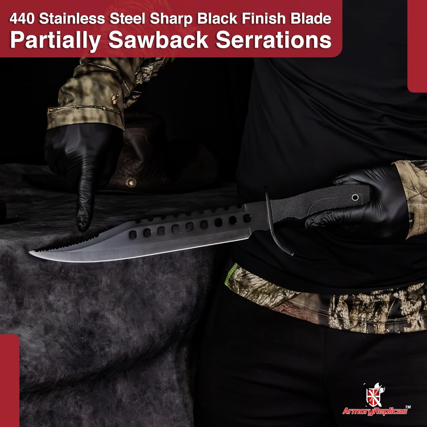 Armory Replicas Night Stalkers Marine Force Recon Hunting Outdoor Survivors Sawback Knife 17 Inches Black