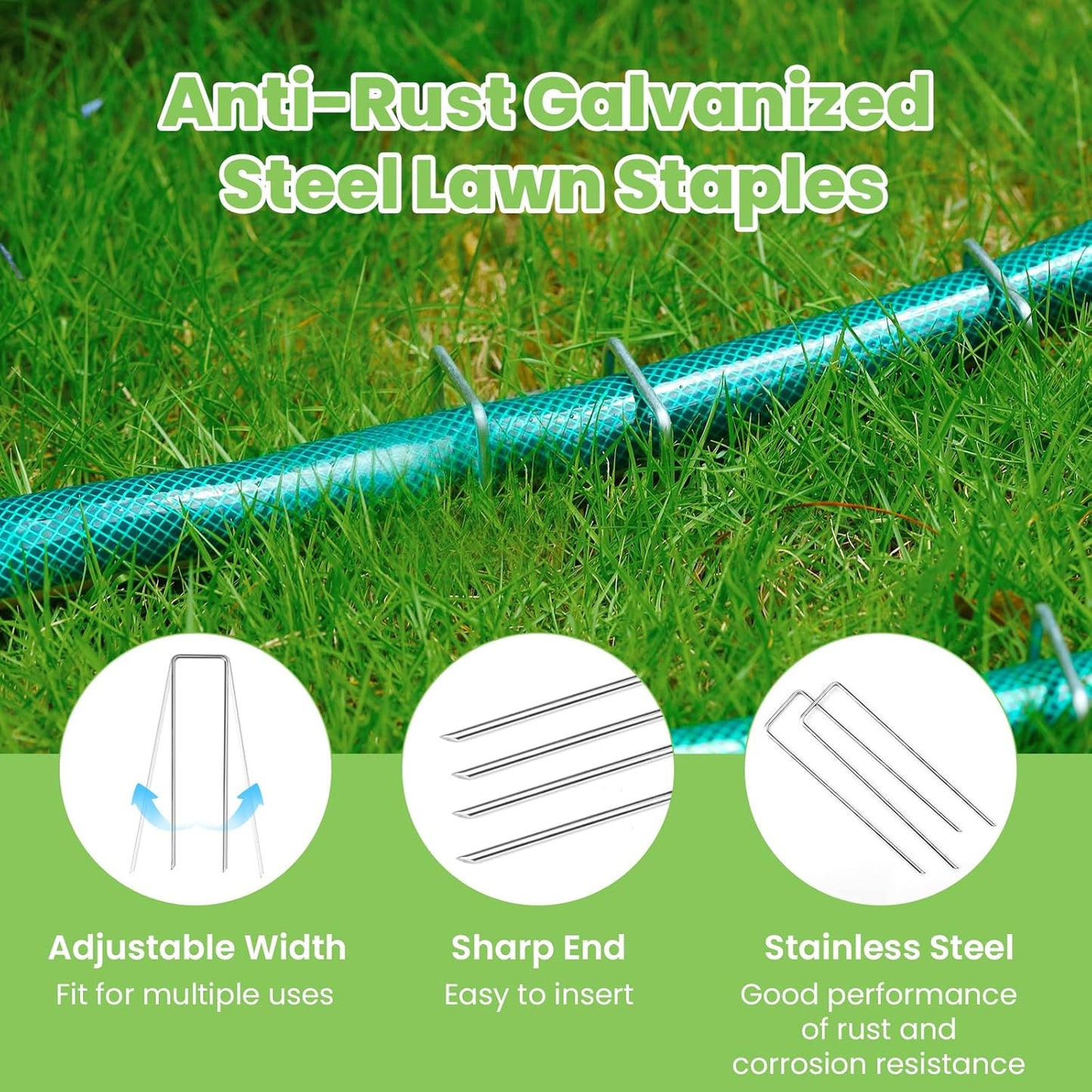 Bynccea 6 Inch Galvanized Landscape Staples - 25 Pack Garden Stakes, 11 Gauge U-Shaped Pins for Securing Weed Barrier Fabric, Plant Cover, Tent, Yard, Lawn