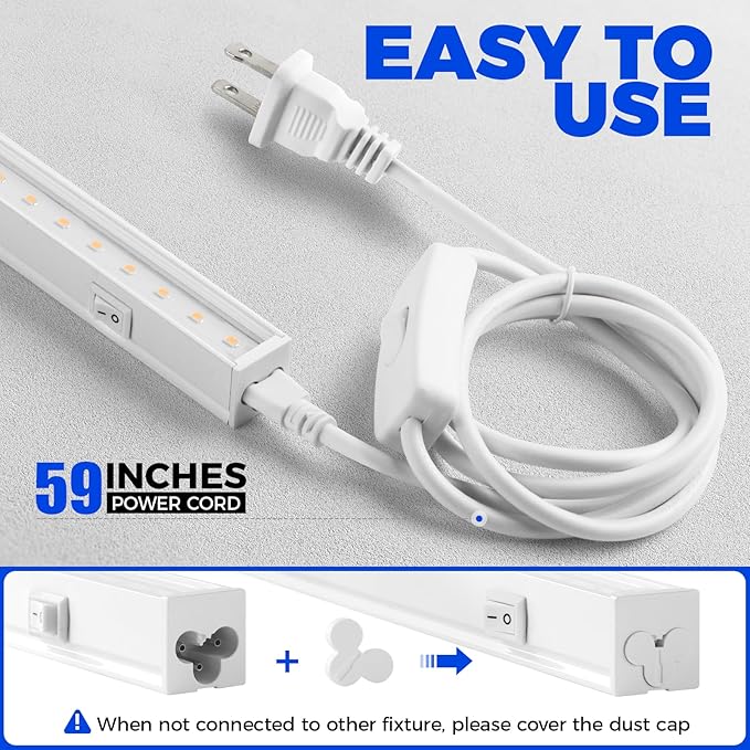 Barrina T5 Grow Lights, Full Spectrum, 2ft 80W (8 x 10W, 500W Equivalent), LED Grow Light Strip for Greenhouse, Plant Grow Shelf, Plug and Play Easy Installation, Yellow, 8-Pack