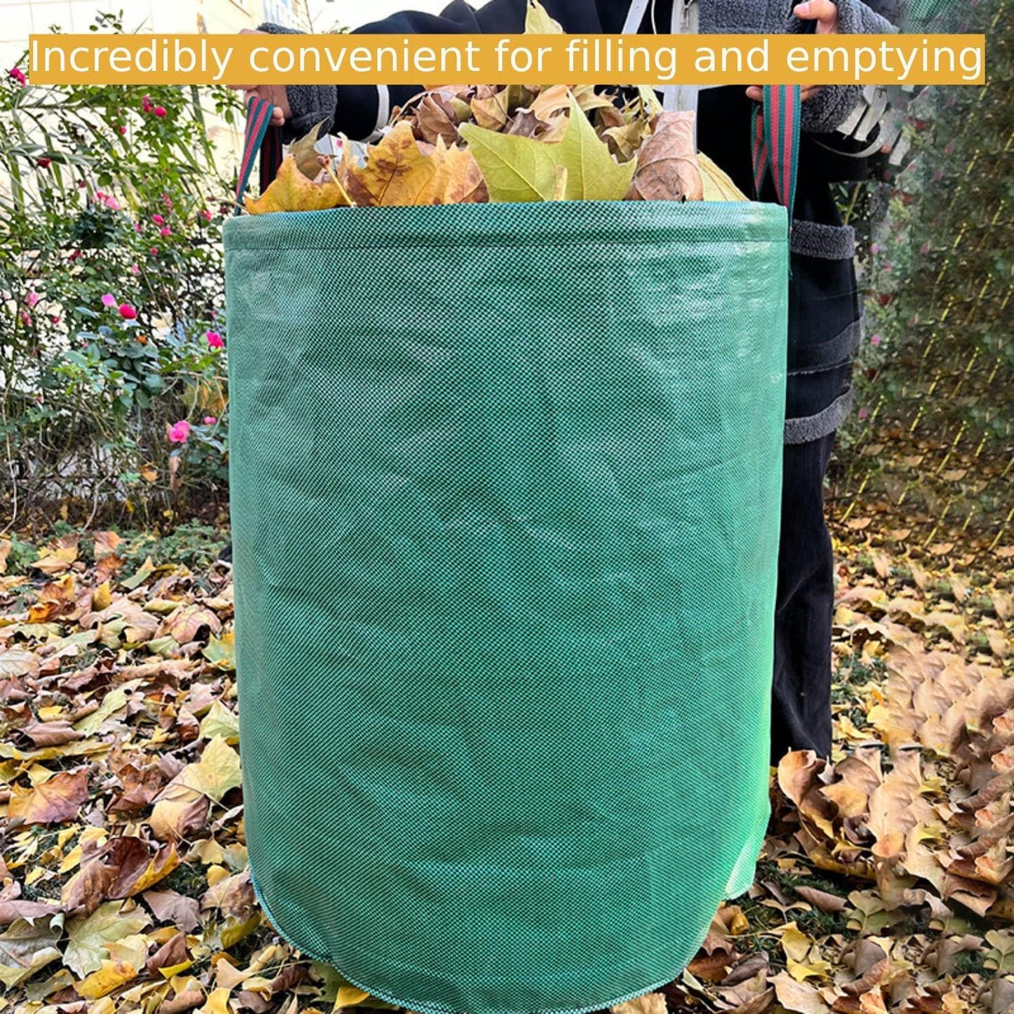 Leaf Collector & Leaf Bag 2-Pack | 106 Gallon Reusable Standable Yard Waste Bags | Portable Durable Garden Clippings Container with 4 Handles for Lawn Care, Camping & Recycling