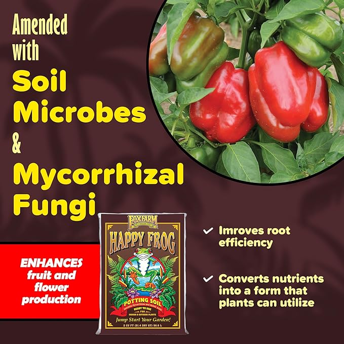 FoxFarm Happy Frog Potting Soil, 2cu ft (Pack of 4) - for Indoor/Outdoor Container Plants, Improves Root Efficiency, pH Adjusted for Optimal Nutrient Uptake - Contains Mycorrhizae and Humic Acids