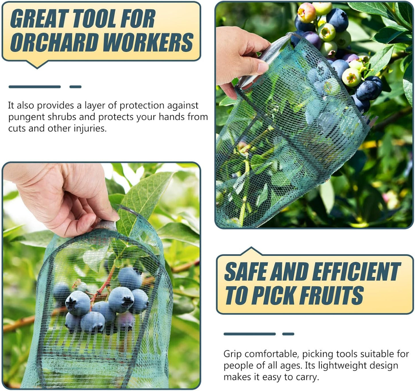 Tofficu Ergonomic Blueberry Picker with Steel Comb and Handle, Lightweight Fruit Harvesting Tool for Berries and Small Fruits, Ideal for Outdoor Garden Use