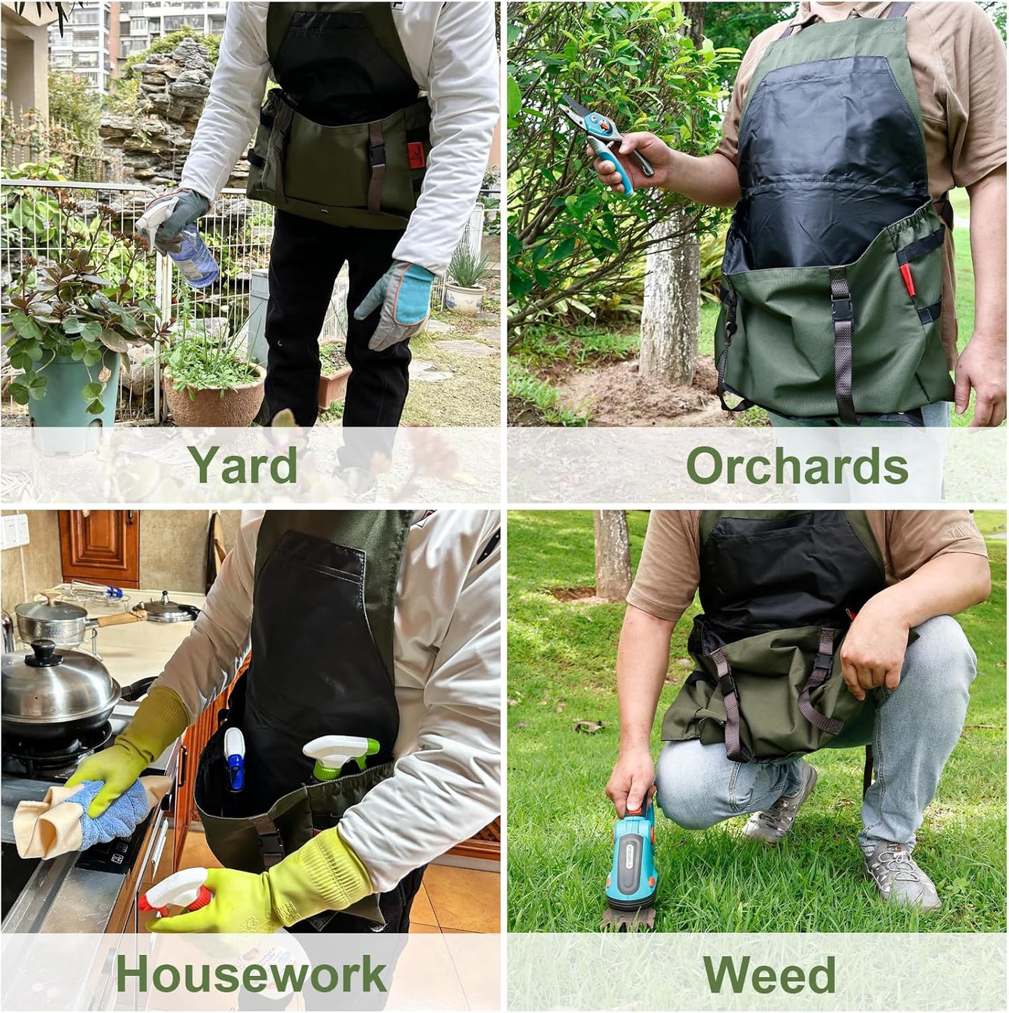 Extra Size Gardening Apron Waterproof Cross Back Apron Women, 600D Polyester Heavy Duty Men Apron Harvest Bag