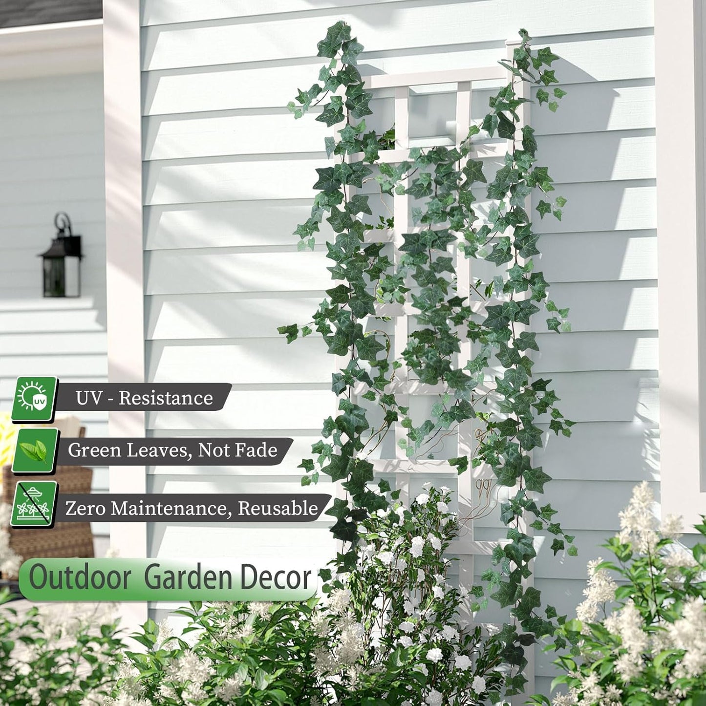 mizii 5 Pack 395" Artificial Vines Ivy Garland Fake Vine Realistic Silk Green Leaves Faux Hanging Plants Greenery Decoration for Outdoors Wedding Arch Party Indoor Mantle Bedroom Home Decor