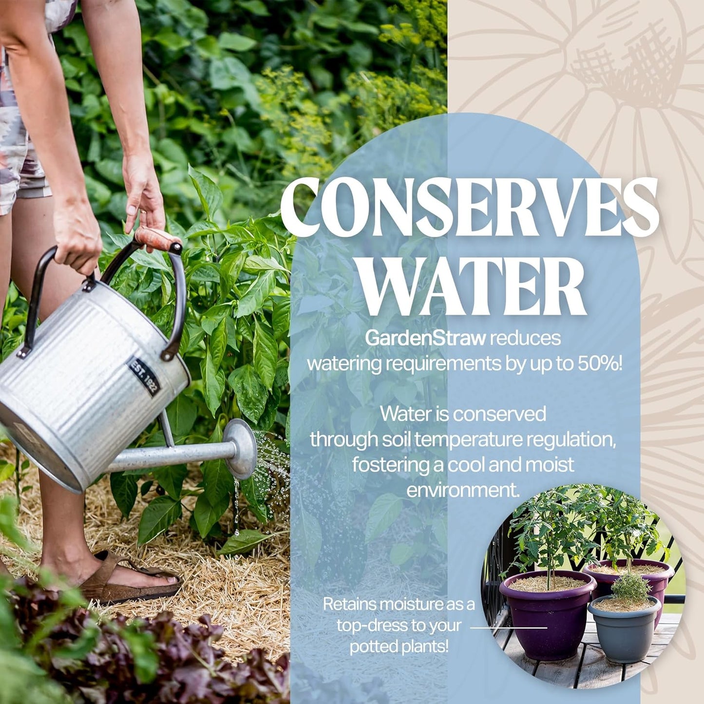 HealthiStraw GardenStraw, 3 cu ft (20 lbs) – All-Natural Mulch for Gardens, Vegetables Lawn Seeding – Water-Conserving Wheat Straw – Sustainably Sourced, Thoroughly Cleaned
