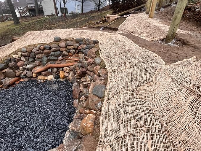 Sandbaggy Jute Netting Roll, 4 ft x 30ft - Biodegradable Erosion Control Blanket for Slopes, Hills & Drainage, Eco-Friendly, Durable Soil Stabilizer, Contractor-Approved for Landscaping (1 Roll)