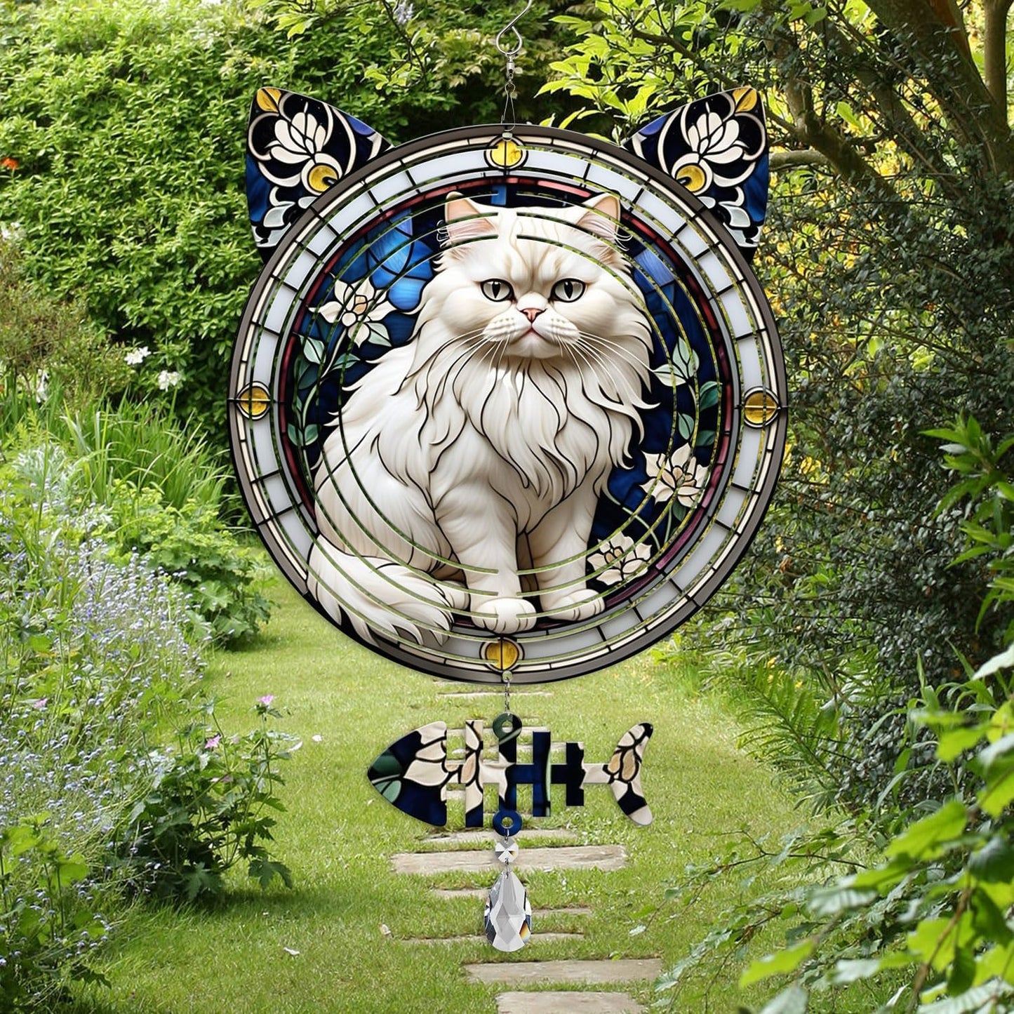 Persian Cat Wind Spinner, Persian Cat Wind Spinner Hanging for Yard and Garden