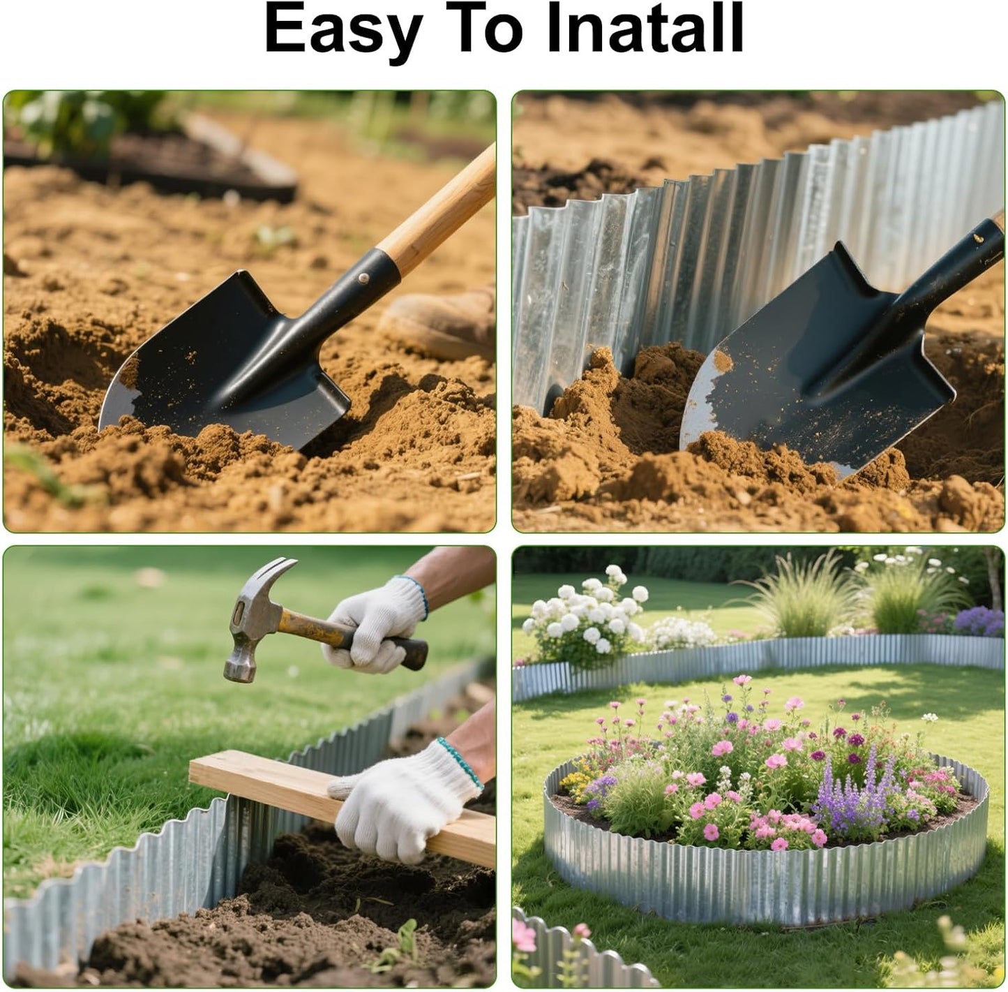 Corrugated Metal Garden Edging 6" x 50Ft, Sturdy Lawn Edging Border, Landscape Edging Border for Lawn, Flower Bed, Garden and Yard (Silver, 6 * 50Ft)