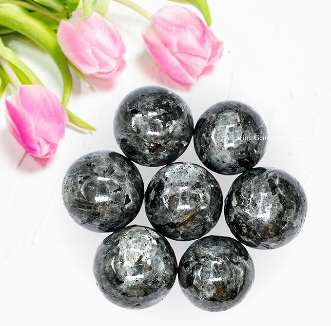 Amazing Gemstone Larvikite Crystal Ball - 1" Inches Crystal Sphere Meditation Balls for Witchcraft and Decorative Balls - Crystals and Healing Stones Beginners Gift (Pack of 1)