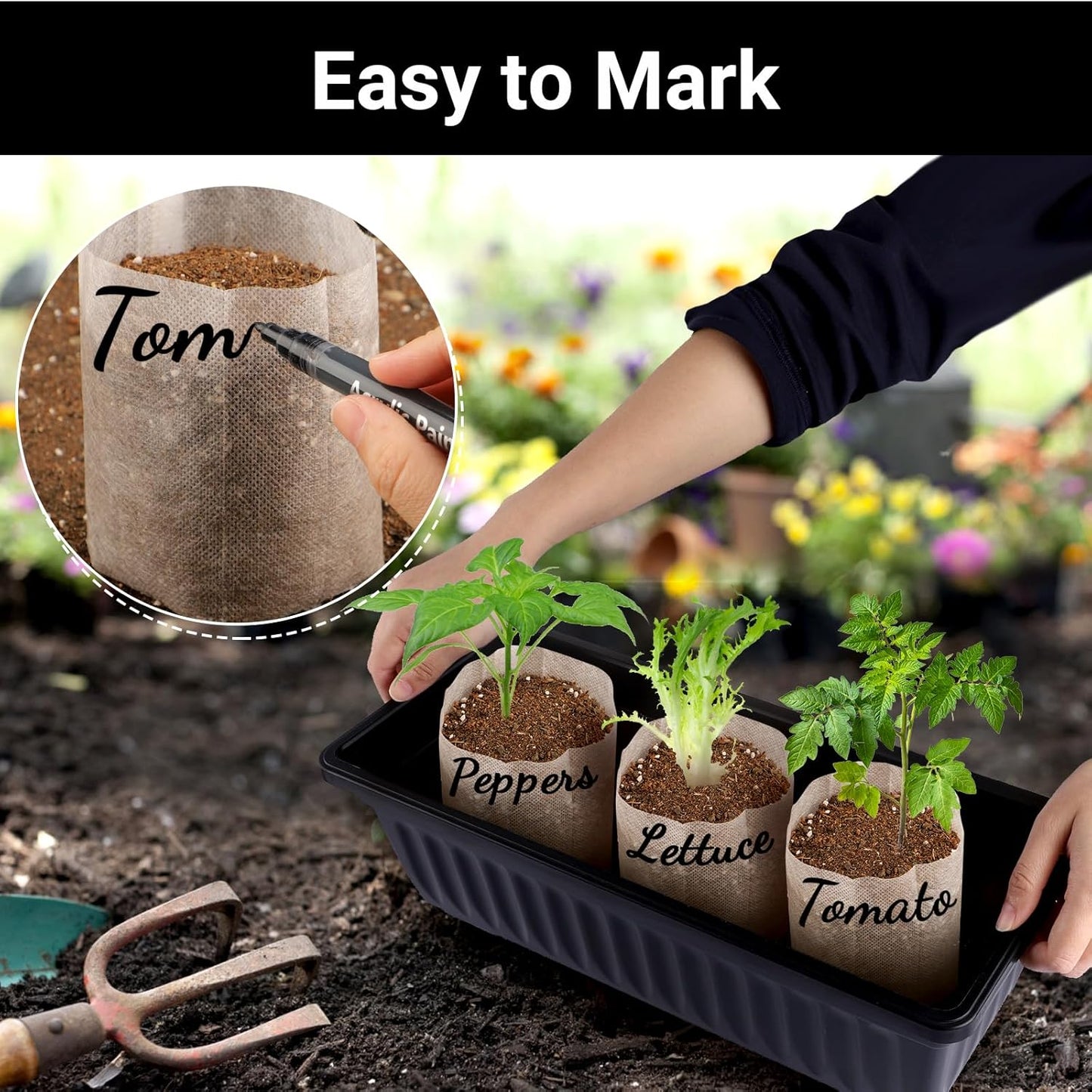 100pcs Plant Nursery Bags, 5.9x6.3 inches Non-Woven Fabric Flower Tree Seed Starters, Garden Plants Seedling Grow Pouch Pots for Seed Starting Growing