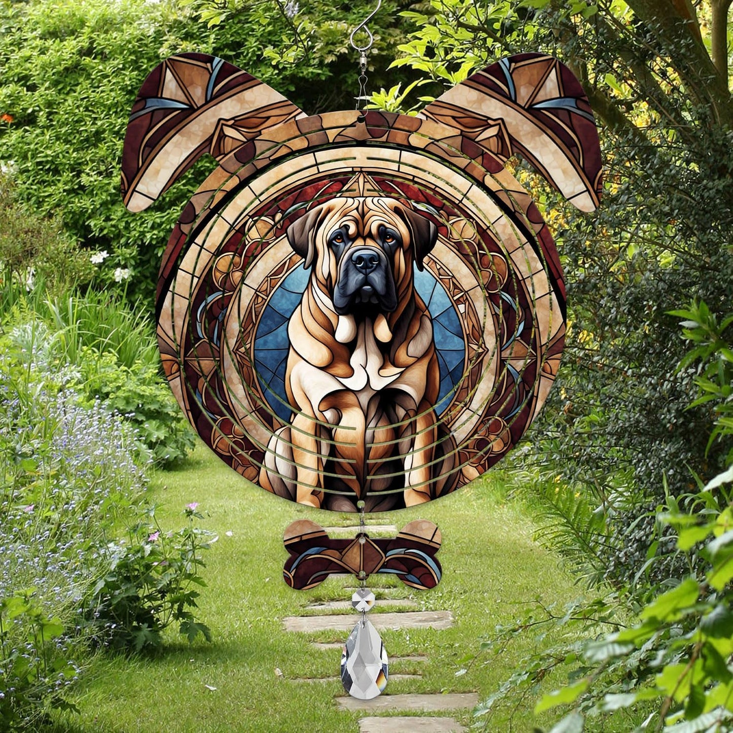 Mastiff Dog Ears Wind Spinner, Mastiff Wind Spinner Hanging for Yard and Garden V02
