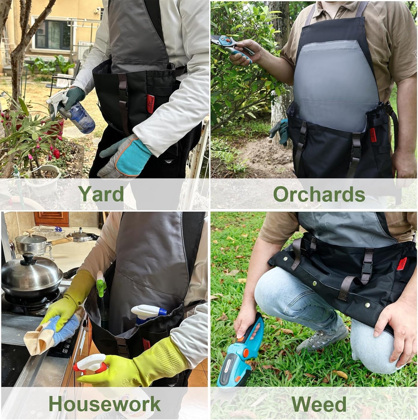 Extra Size Gardening Apron Waterproof Cross Back Apron Women, 600D Polyester Heavy Duty Men Apron Harvest Bag