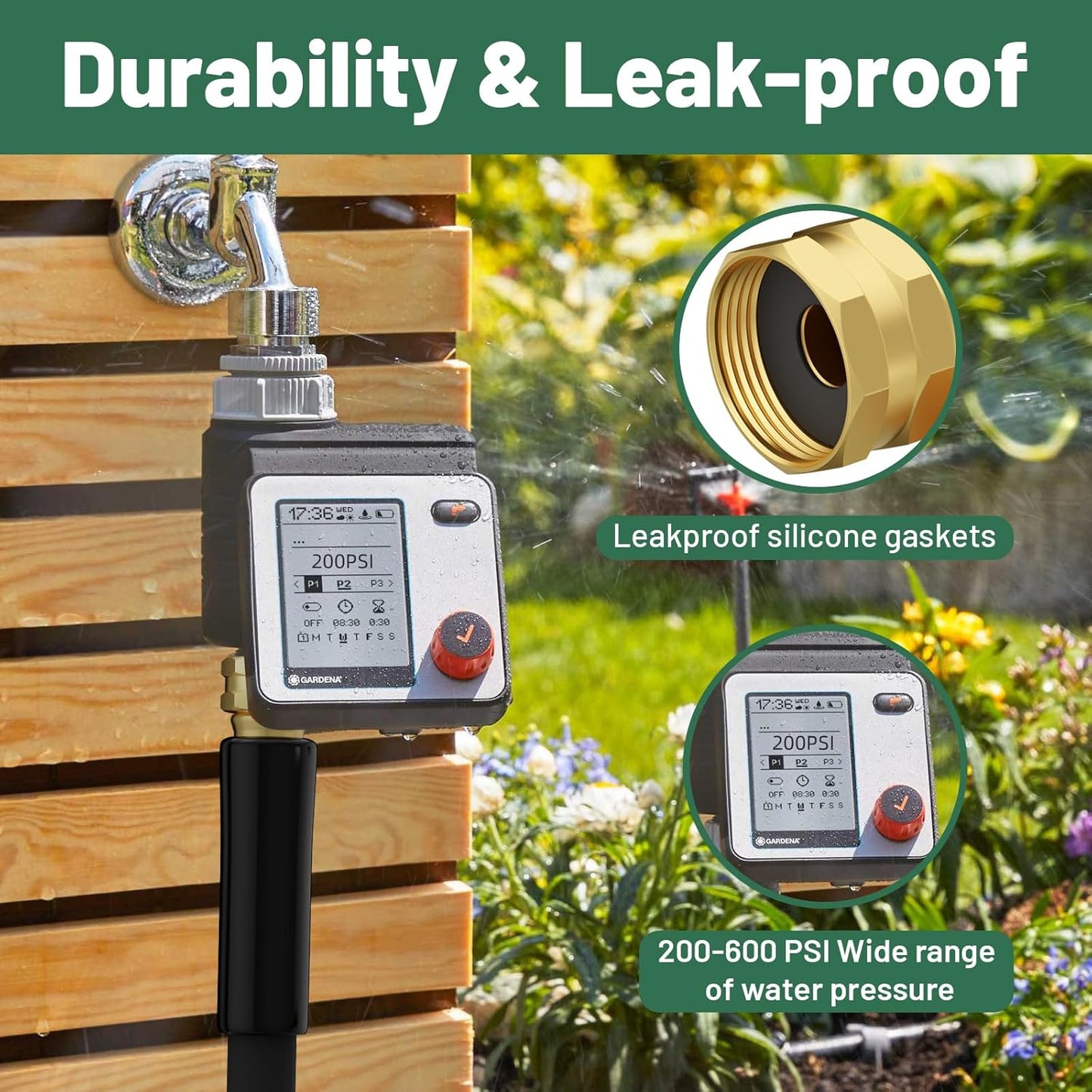Short Garden Hose 1 ft x 5/8 in Small Water Hose Extend Connector, Lightweight Rubber Hybrid Leader Hose, Leak-Free Connections,Male to Female Fittings, Black