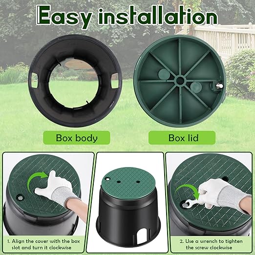 Tandefio 2 Pcs 910 Electrical Splice Box 10 Inch Diameter Underground Electrical Junction Box Inground Electrical Box for Outdoor Electrical Wiring Splices, Black