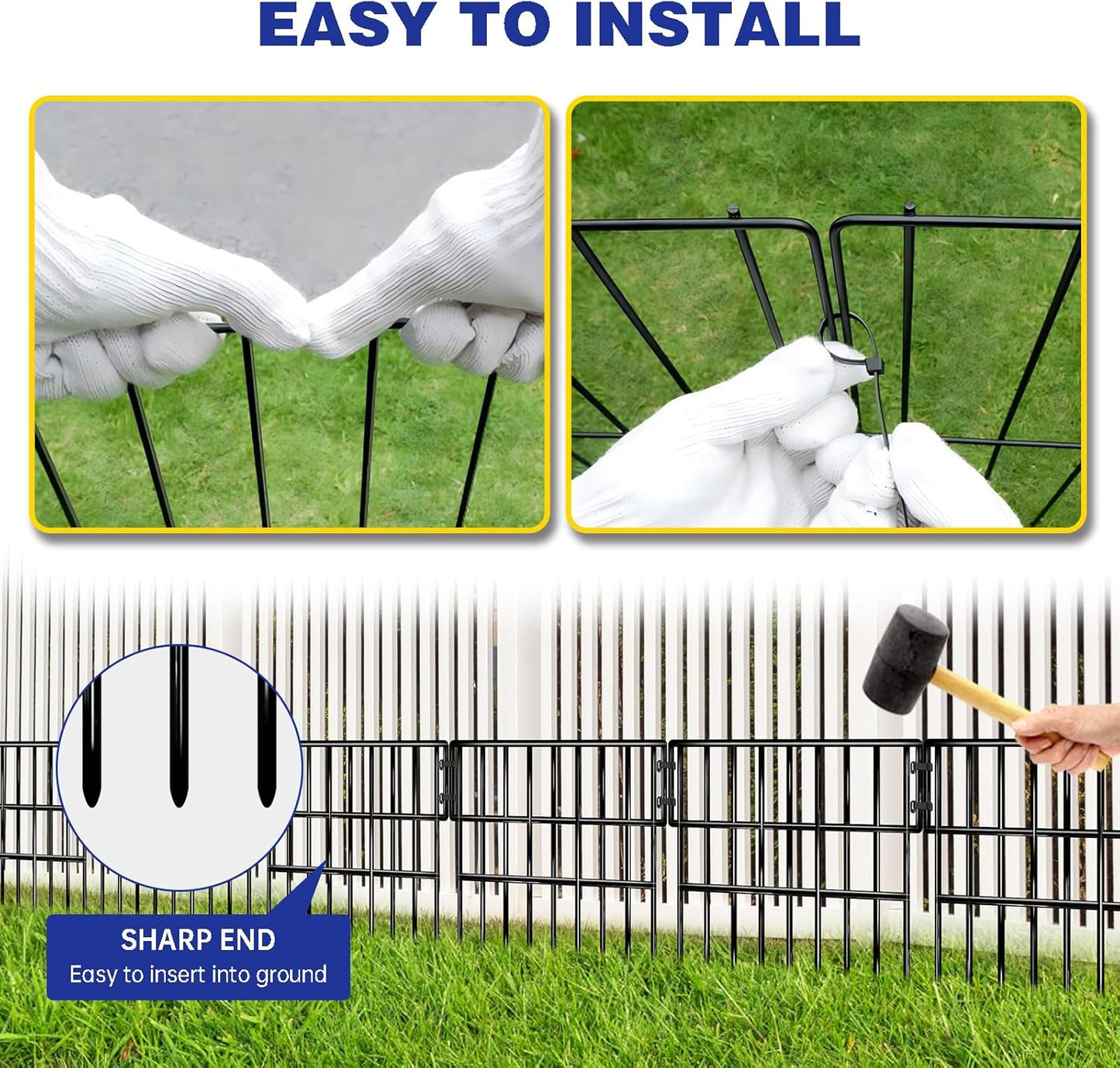 25 Panels Animal Barrier Fence, 27 Ft(L) X 13 in(H) No Dig Garden Edging Border for Yard, Anti Digging Defense Barrier, Rustproof Metal Outdoor Decorative Garden Fences for Dogs, Rabbits