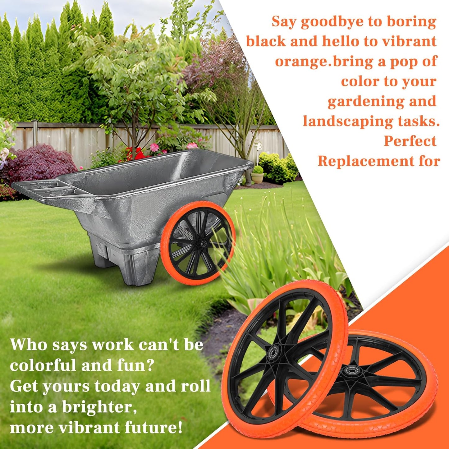 Upgraded 20x1.95" Flat Free Tires Compatible with rubber-maid Wheelbarrow Wheels, 20" Flat Free Tires with 3/4" Bearing Replacement for rubber-maid Cart Wheels/Big Wheel Utility Carts(3/4" Bearing)