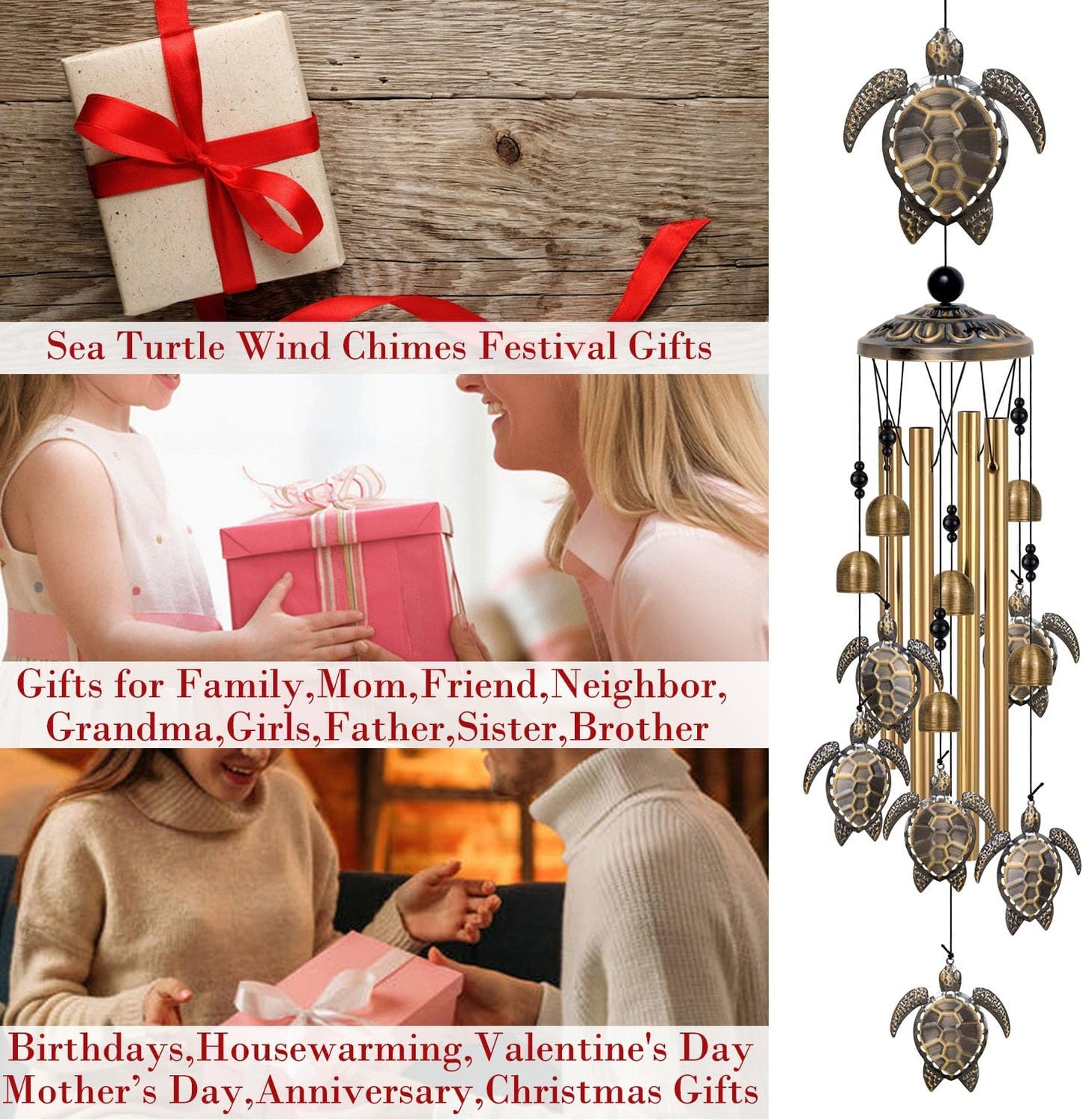 Sea Turtles Wind Chimes Decor, Mobile Blessing Wind Bells Decorate, Sympathy Wind Catcher, Memorial Gifts for Mom,Grandma,Woman (Housewarming/Outside/Indoor/Home/Room/Porch/Yard/Garden Decoration)
