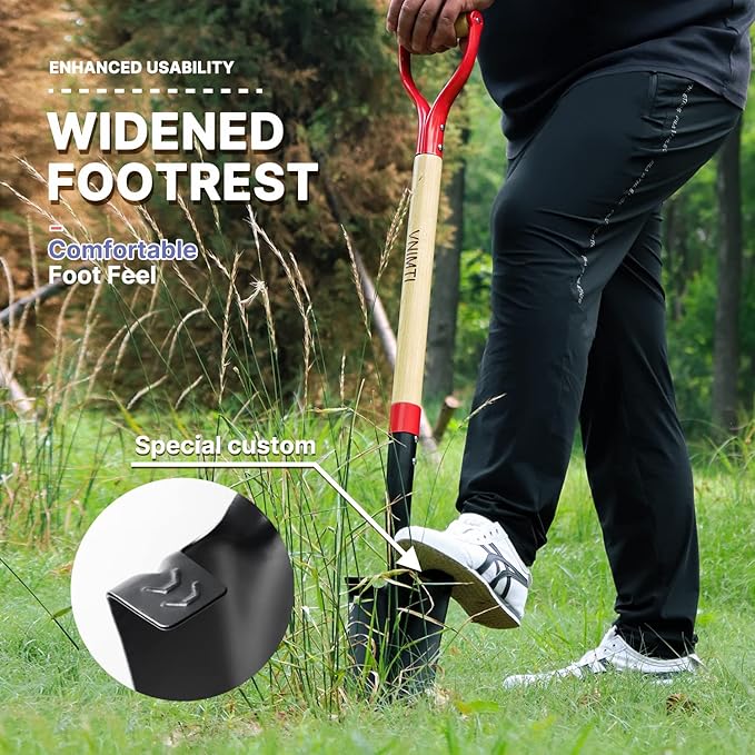 Spade Shovel,Transplanting Spade,Drain Spade,Spade Shovels for Digging,Sharp Shooter Shovel or Spade,45Inch,Stell D-Grip,Wooden Handle