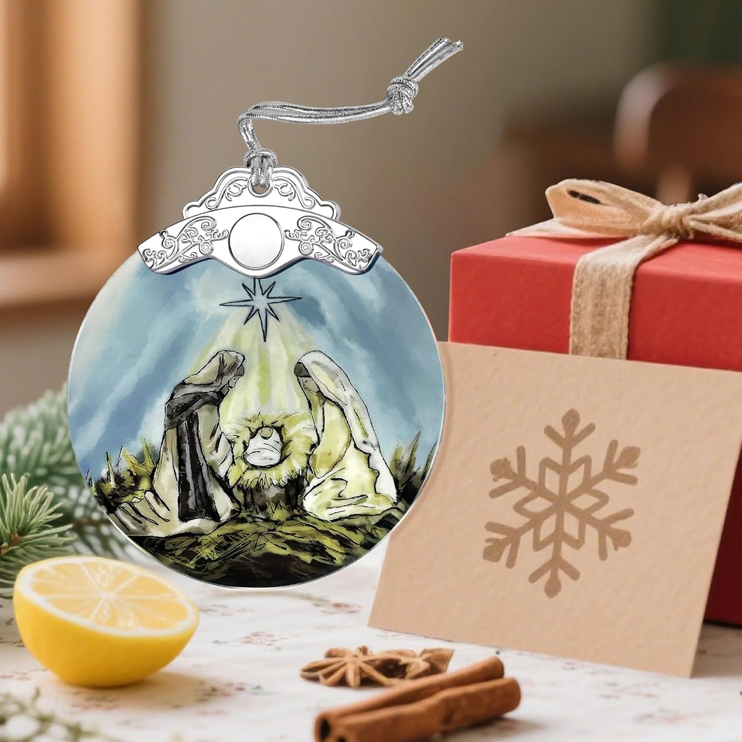 Stained Glass Nativity Ornament, Religious Christmas Ornaments, Christmas Decorations for Tree, Holiday Ornament, Christian Gifts, Religious Gifts, Gift Ideas & Xmas Gift