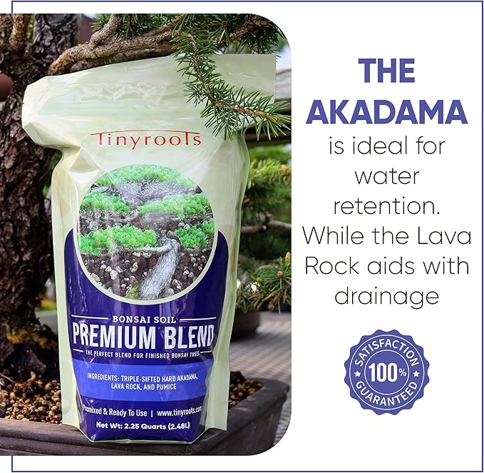 Bonsai Outlet Premium Bonsai Soil - Tinyroots Bonsai Soil Mix Ready to Use Blend, Ideal for Water Retention and Root Development, Made from Genuine Akadama, Red Lava Rock and Pumice, 4.5 Quarts