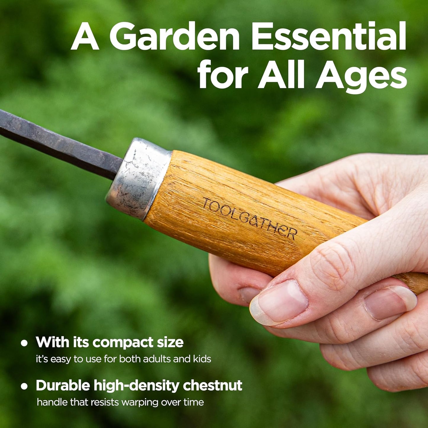 Point Homi Hand Hoe - Traditional Handmade Korean Garden Tool with Chestnut and Acacia Wood Handle for Weeding Digging & Planting
