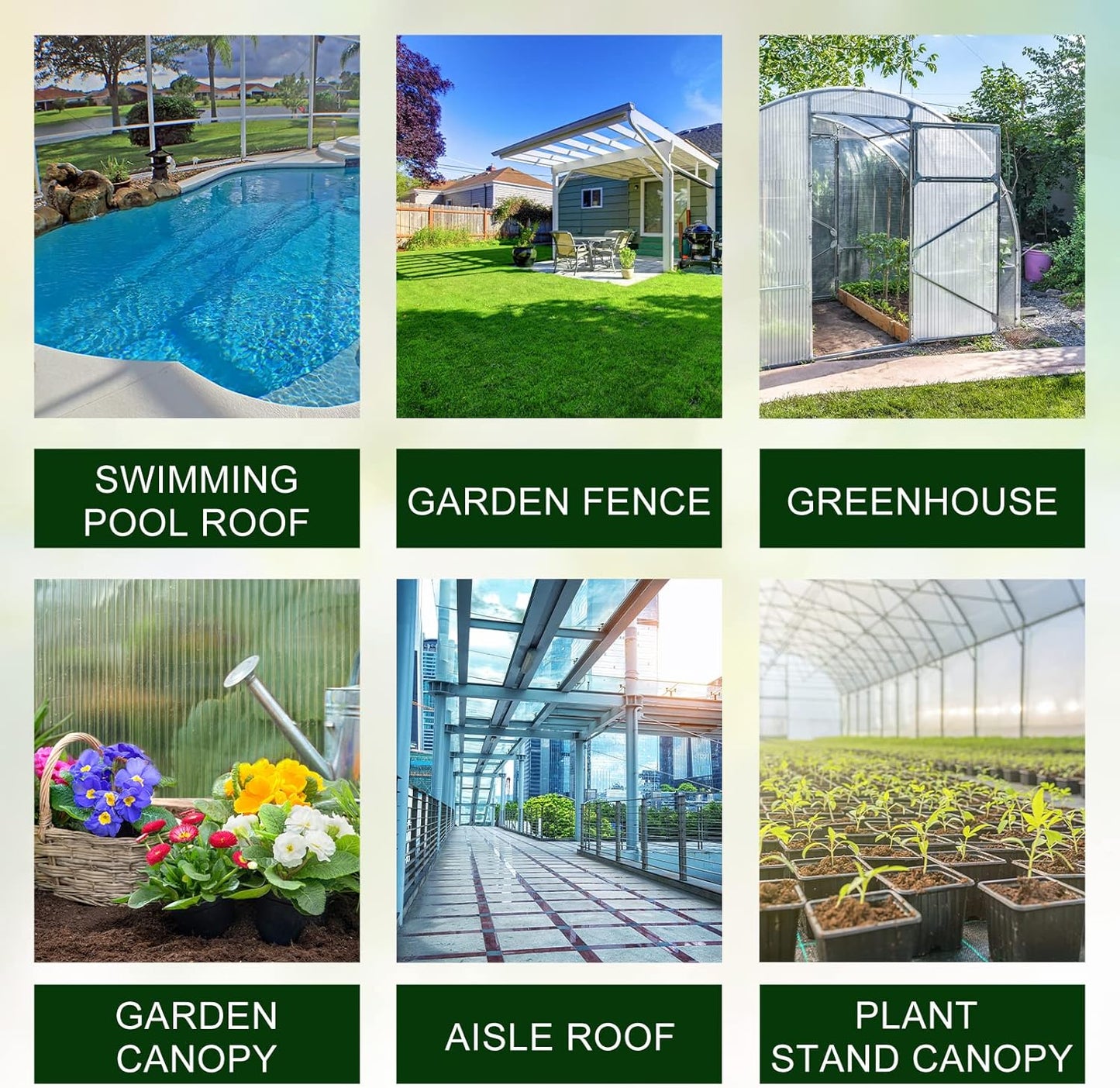 Tatuo 12 Pack 6' X 2' X 0.24'' Polycarbonate Greenhouse Panels Polycarbonate Sheets Twin-Wall Roof Panels Waterproof UV Protected Clear Corrugated Plastic Roofing for Greenhouse Replacement