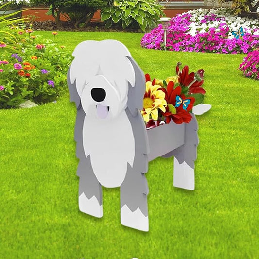 English Shepherd Dog Planter Plant Pots,Cute Garden Dog Flower Planter,Dog Planters Birthday Gifts for Women,Office,Indoor/Outdoor Decor(9.45 * 6.38 * 13.39in)