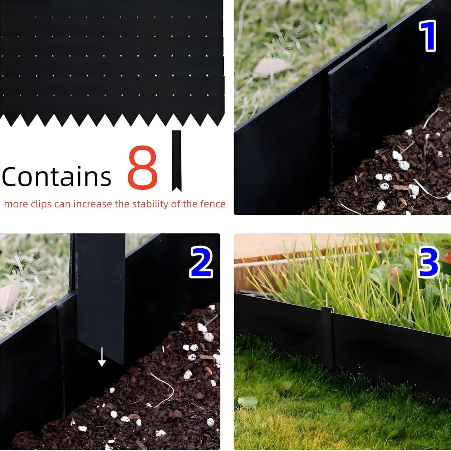 Garden 6 Pack Cor-Ten Steel Landscape Edging w/Paint Finish - 40" L x 8" H Strips - Hammer-in Gauge Metal Corten Edging Border w/ 8 Clips & Gloves - Edge for Lawn Yard (20Ft Total)