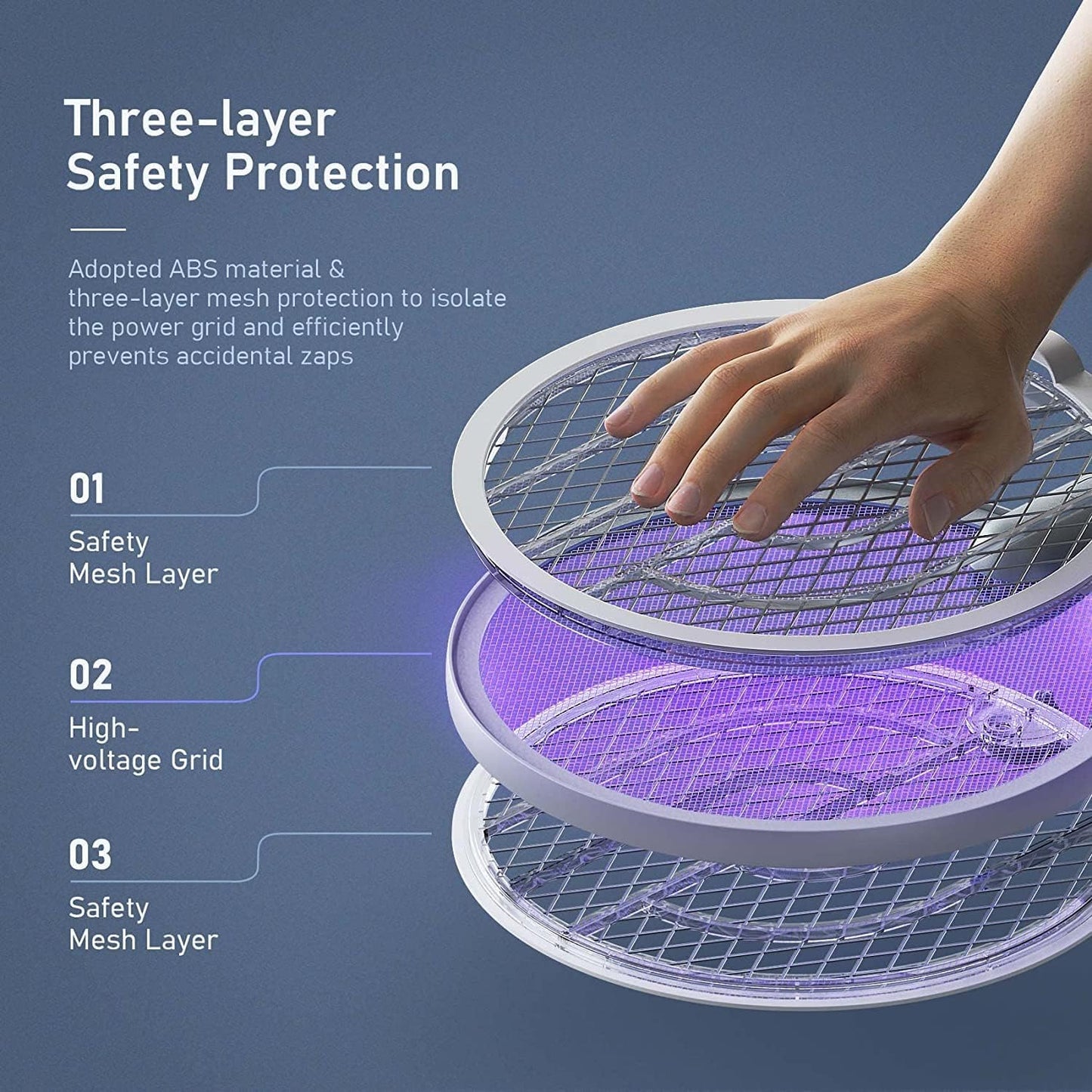 Electric Fly Swatter Racket, Mosiller 2 in 1 Smart Bug Zapper with USB Rechargeable Base, Powerful Mosquitoes Trap Lamp & Fly Killer with 3-Layer Safety Mesh for Home, Bedroom, Kitchen, PatioοΌ1 PackοΌ